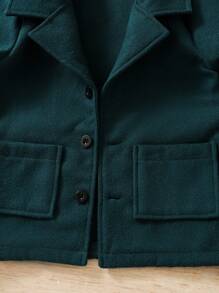 SHEIN 男嬰雙口袋單釦外套和圍巾無毛衣