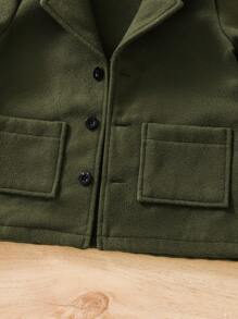 SHEIN Baby Boy Dual Pocket Lapel Neck Coat & Scarf Without Sweater - Khaki - View 5