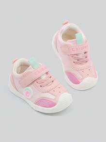 Giày thể thao cho bé trai và bé gái 1-4 tuổi với phần trên bằng da Pu, đế mềm chống trượt - Hồng - Xem 1