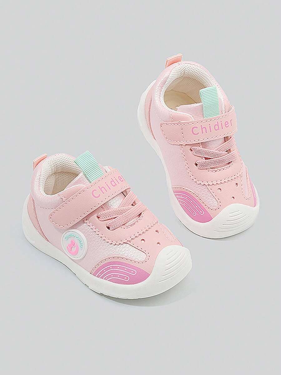 Giày thể thao cho bé trai và bé gái 1-4 tuổi với phần trên bằng da Pu, đế mềm chống trượt - Hồng - Xem 1