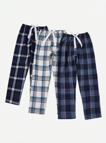 Snug Zone 3件套格子印花睡衣裤，秋冬服装 - 彩色 - 查看 3