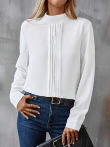 SHEIN Clasi Áo cổ giả trơn - trắng - Xem 5