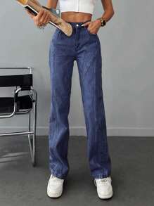 EURMUSE Straight Leg Jeans - Medium Wash - View 4