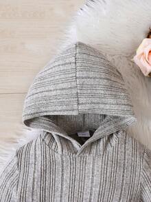 SHEIN 女小童連帽腰帶T恤&喇叭褲 - 灰色 - 查看 5