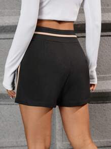 Firerie Contrast Side Seam Slant Pocket Shorts - Black - View 2