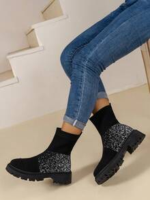 Women's Fashionable Boots - Black - View 5