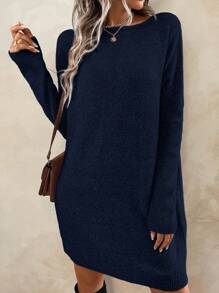 EMERY ROSE 蝙蝠袖毛衣洋裝 - 藏蓝色 - 查看 5