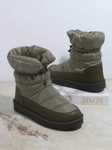 SHUZIA Drawstring Detail Boots - Olive Green - View 2