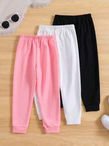 SHEIN 女小童3入組字母圖案衛褲 - 彩色 - 查看 2