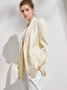 Anewsta 青果領開門襟西裝外套 - 米色 - 查看 3