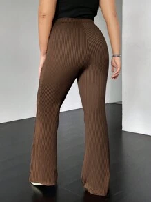 SHEIN EZwear Hơn Cao eo Quần ống loe - Cà phê nâu - Xem 2