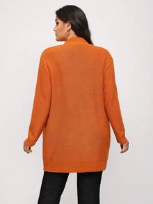 Mindsi Plus Size Solid Casual Design Cardigan - Orange - View 2