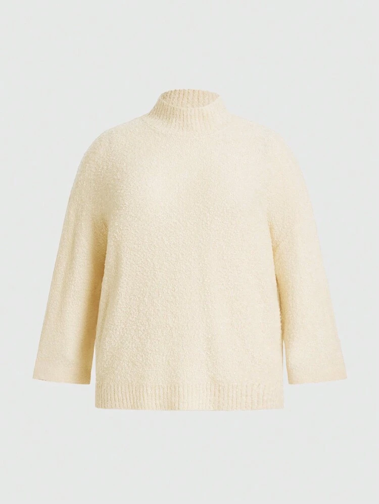 Plus Mock Neck Drop Shoulder Sweater