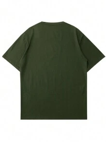 Men Slogan Graphic Tee - Army Green - View 2