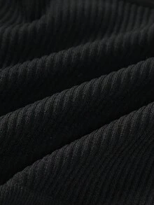 SHAPORA لباس علوي ضيق موحدة اللون - الأسود - مشاهدة 3