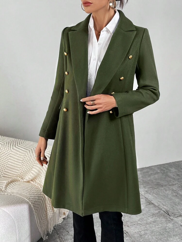 Lapel Neck Double Breasted Overcoat