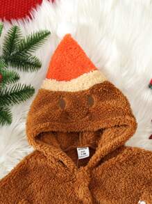 SHEIN Baby Boy Contrast Trim Hooded Teddy Cape Coat