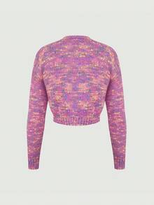 SHEIN MOD Space Dye Drop Shoulder Cardigan & Cami Knit Top - Multicolor - View 2