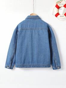 Tween Boy Bleach Wash Denim Jacket Without Tee - Medium Wash - View 2