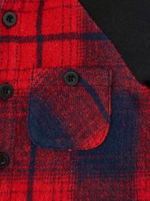 Cozy Pixies Baby Boy Plaid Print Raglan Sleeve Hooded Coat - Multicolor - View 4