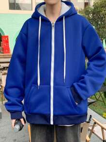 Claim Dot Áo khoác nam có dây rút có mũ trùm đầu - Màu xanh hải quân - Xem 5