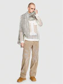 ROMWE MEN Grunge Punk 男士圖形印花直筒牛仔褲 - 棕色 - 查看 2