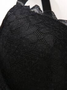 Bragas De Encaje Floral Con Ribete De Borde Festoneado Y Aros Para Tallas Grandes - Negro - Ver 6