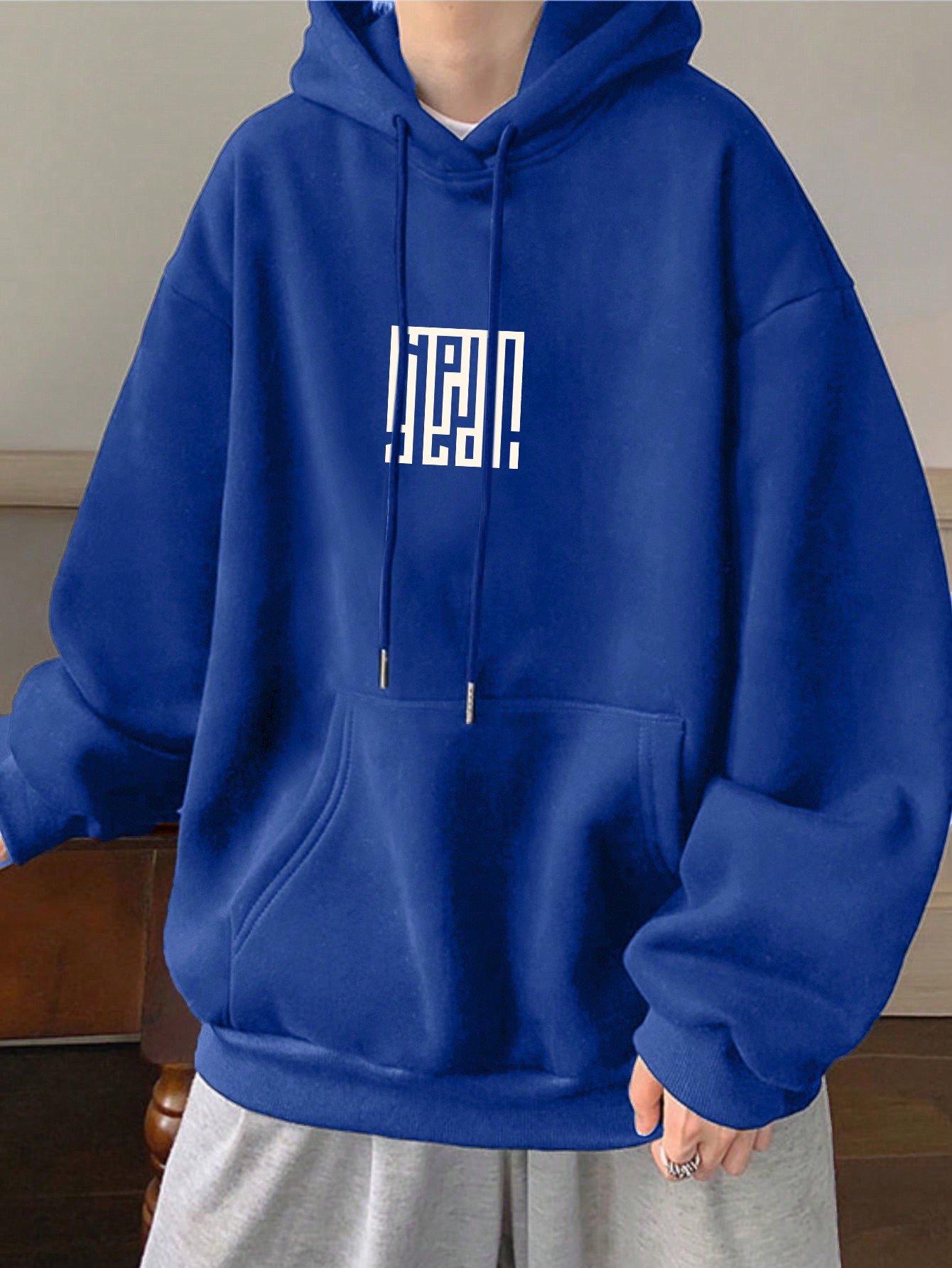 Men's Casual Minimalist Letter Print Hoodie Sweatshirt | Perfect Clean & Simple Match