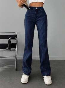EURMUSE Straight Leg Jeans - Blue - View 1