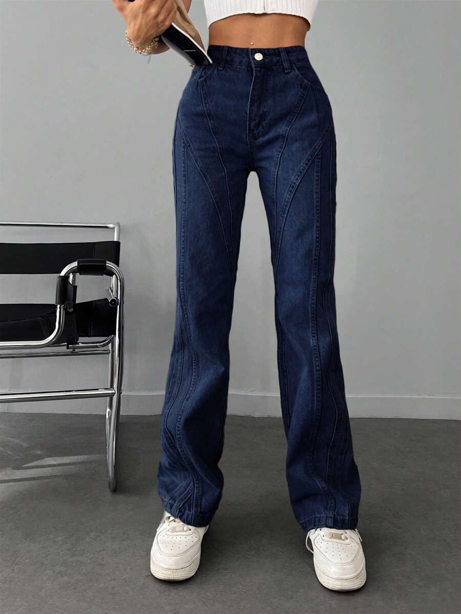 EURMUSE Straight Leg Jeans - Blue - View 1