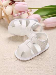 White Soft Sole Closed Toe Sandals For Baby Boys, Summer - White - View 6