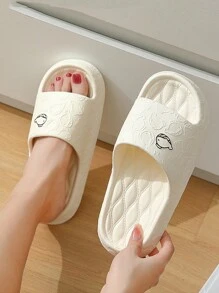 卡通鯨魚圖案女性厚鞋底防滑乙烯-乙酸乙烯共聚物拖鞋適用於家庭和浴室,白色