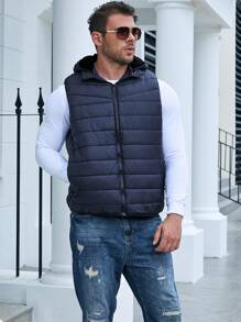 Manfinity Homme Áo khoác có mũ trùm đầu có khóa kéo cho nam Plus - Xanh đậm - Xem 5