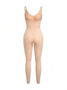 SHAPORA موحدة اللون ملابس داخلية جمبسوت - لون مشمشي - مشاهدة 3