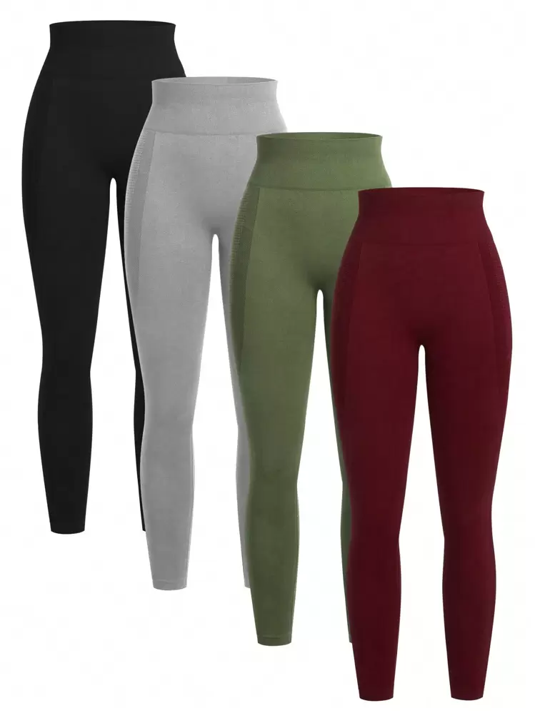 Activina 4 peças Conjunto de Leggings Esportivas Sólidas, Calças de Ioga para Mulheres - Multicolorido - Visão 2