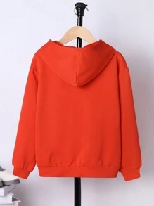 SHEIN Áo nỉ in hình chữ và số Nhật Bản dành cho bé trai tuổi teen - trái cam - Xem 2