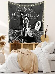 Corpse Bride | ROMWE 1 Miếng Đồ họa chữ và số Tấm thảm , Tối Tấm thảm Áp phích Đồ trang trí treo Đối với Phòng ngủ Thẩm mỹ - Nhiều màu - Xem 2