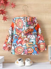 男嬰卡通和字母圖案連帽外套