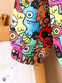 男嬰滿版卡通圖案拉鏈開襟連帽夾克不帶T恤 - 彩色 - 查看 6