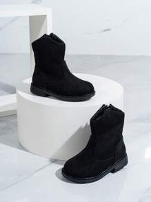 秋冬新款耐磨保暖舒適平底西部牛仔風百搭嬰兒靴 - 黑色 - 查看 3