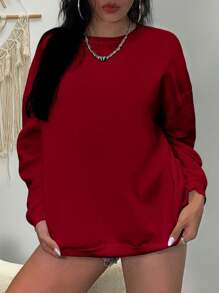 INAWLY Áo nỉ lót nhiệt Plus Solid, Mùa đông - Màu Đỏ Sâu - Xem 3