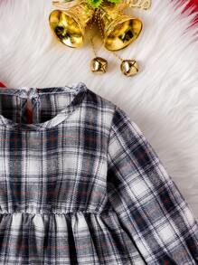 Baby Girl Plaid Print Dress & Cape Coat - Red - View 4