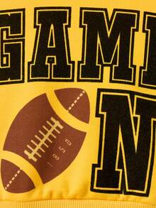 女嬰字母圖案運動衫和運動褲 - 黃色 - 查看 4