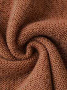 Calvaya Plus Solid Round Neck Sweater Dress - Coffee Brown - View 5