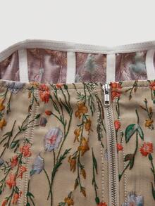 SHEIN MOD 印花露背繫帶抹胸上衣 - 彩色 - 查看 4