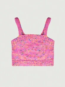 SHEIN MOD Space Dye Drop Shoulder Cardigan & Cami Knit Top - Multicolor - View 3