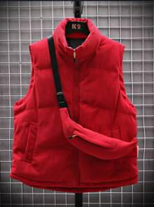 Manfinity Homme Loose Fit Men's Zipper Closure Puffer Vest Coat - Red - View 1