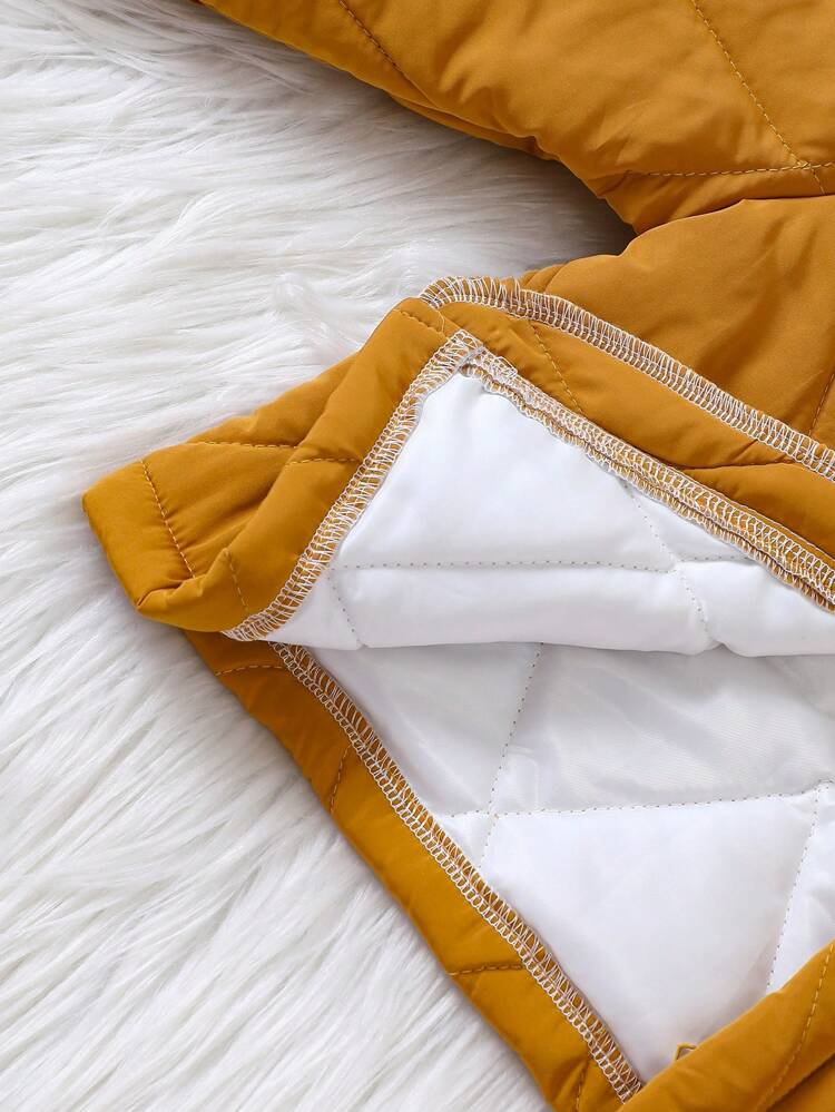 Young Boy Borg Collar Flap Detail Quilted Coat