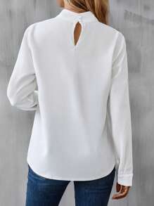 SHEIN Clasi Áo cổ giả trơn - trắng - Xem 2