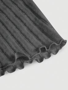 SHEIN Teen Girl Xà Lách Viền Cami Top - Màu xám đen - Xem 4